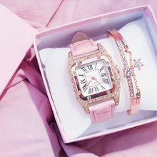 Lade das Bild in den Galerie-Viewer, Women Diamond Watch Starry Square Dial Bracelet Watches Set Ladies Leather Band Quartz Wristwatch Female Clock Zegarek Damski DSers
