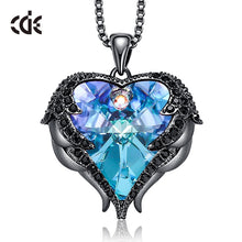 Lade das Bild in den Galerie-Viewer, Silver Necklace Embellished with Crystals Necklace Angel Wings Heart Pendant Valentines Gift DSers
