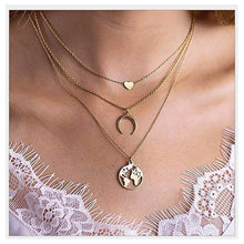 Load image into Gallery viewer, Collier Chain Necklace Multilayer Moon Alloy Metal Disc Gold Pendant Necklace For Women New Trend Female Jewelry Collar DSers
