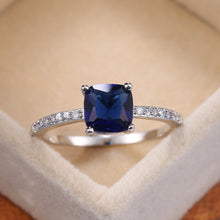 Lade das Bild in den Galerie-Viewer, Huitan Square Blue Series Stone Women Rings Simple Minimalist Pinky Accessories Ring Band Elegant Engagement Jewelry Rings DSers
