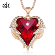 Lade das Bild in den Galerie-Viewer, Silver Necklace Embellished with Crystals Necklace Angel Wings Heart Pendant Valentines Gift DSers

