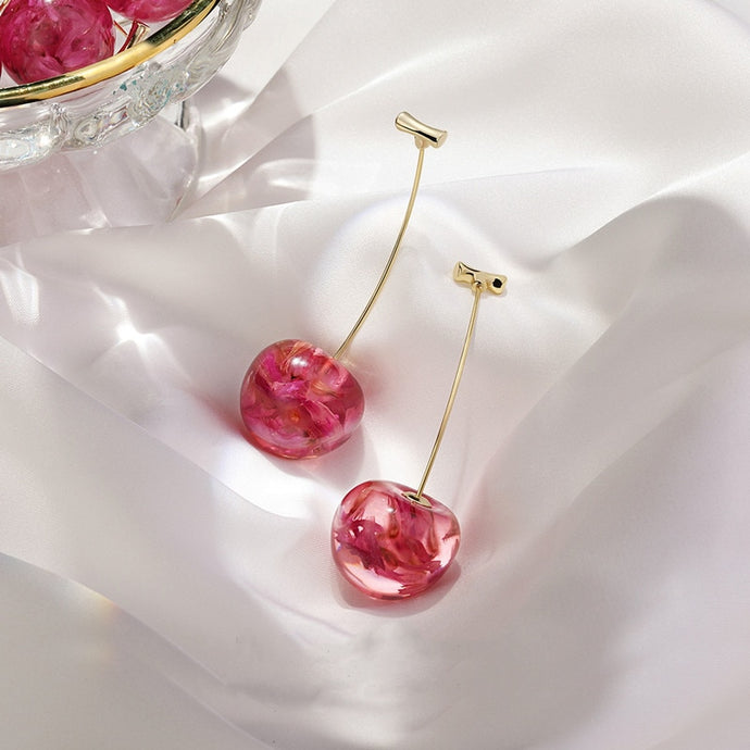 New Arrival Dominated Acrylic fashion Geometric fine Women Drop Earrings contracted sweet cherry modelling long earrings DSers