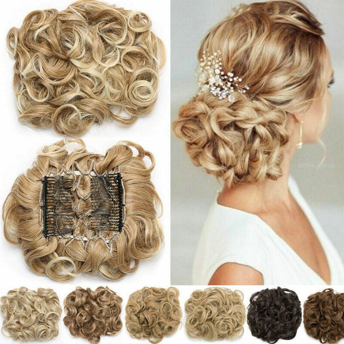 S-noilite Synthetic LARGE Comb Clip In Curly Hair Extension Chignon Hair Pieces Women Updo Cover Hairpiece Extension Hair Bun OMG Shop Zone