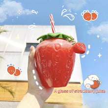 Lade das Bild in den Galerie-Viewer, Summer cartoon kawaii strawberry straw cup plastic cup lovely girl milk tea coffee cup student portable water cup water bottle DSers
