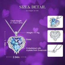 Lade das Bild in den Galerie-Viewer, Silver Necklace Embellished with Crystals Necklace Angel Wings Heart Pendant Valentines Gift DSers
