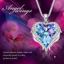 Lade das Bild in den Galerie-Viewer, Silver Necklace Embellished with Crystals Necklace Angel Wings Heart Pendant Valentines Gift DSers
