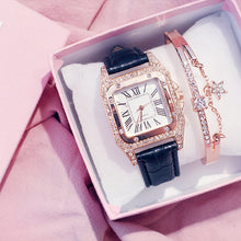Lade das Bild in den Galerie-Viewer, Women Diamond Watch Starry Square Dial Bracelet Watches Set Ladies Leather Band Quartz Wristwatch Female Clock Zegarek Damski DSers
