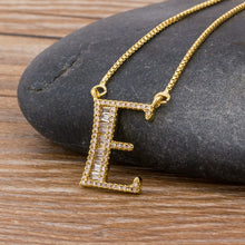 Lade das Bild in den Galerie-Viewer, Top Quality Initial Name Letter Necklace Gold 26 Letters Charm Pendants Micro Pave CZ Copper Chain Jewelry For Women Girls Gifts DSers
