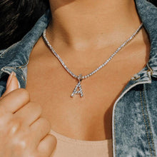 Load image into Gallery viewer, Caraquet Ice out A-Z Letter Initial Pendant Necklace Silver Color Tennis Chain Choker Necklace Female Fashion Statement Jewelry DSers
