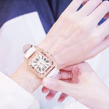 Lade das Bild in den Galerie-Viewer, Women Diamond Watch Starry Square Dial Bracelet Watches Set Ladies Leather Band Quartz Wristwatch Female Clock Zegarek Damski DSers

