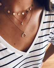 Load image into Gallery viewer, Collier Chain Necklace Multilayer Moon Alloy Metal Disc Gold Pendant Necklace For Women New Trend Female Jewelry Collar DSers
