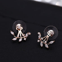 Lade das Bild in den Galerie-Viewer, Silver Needle Leaves Cubic Zircon Crystal Stud Earrings For Women
