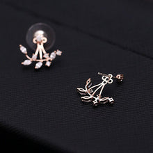 Lade das Bild in den Galerie-Viewer, Silver Needle Leaves Cubic Zircon Crystal Stud Earrings For Women
