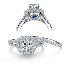 Lade das Bild in den Galerie-Viewer, Victorian Style Blue Side Stone Classic Ring 2 Pcs - Solid 925 Sterling Silver DSers
