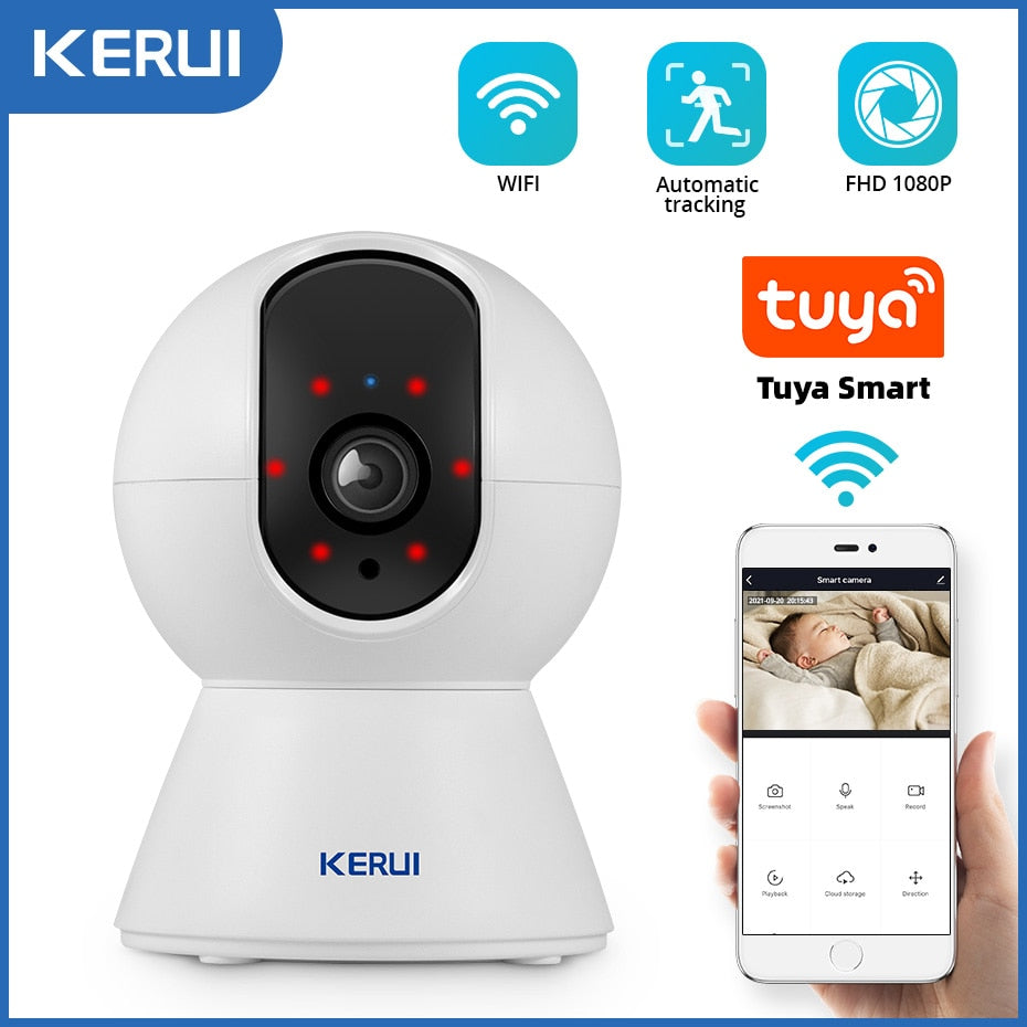 KERUI 1080P Tuya Smart Mini Wifi IP Camera Indoor Wireless Security Home CCTV Surveillance Camera 2MP Auto Tracking Night Vision Oberlo